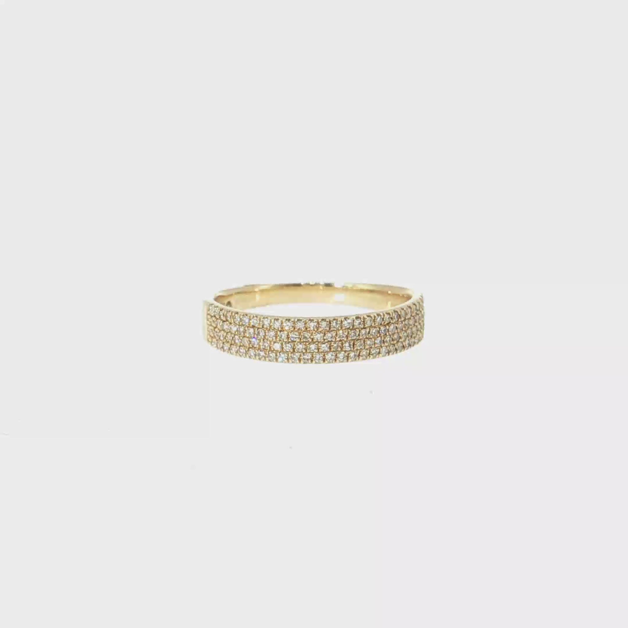 14k Gold | 0.23 cttw Natural Diamond 4 Row Pave Ring