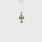 19.2K Portuguese Gold | Small Two Tone Detailed Cross Charm Pendant