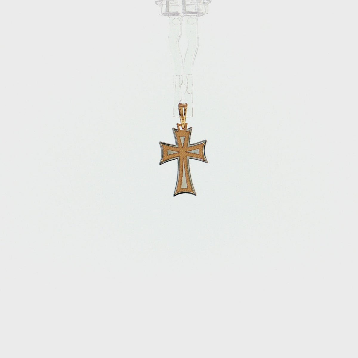 19.2K Portuguese Gold | Small Two Tone Detailed Cross Charm Pendant