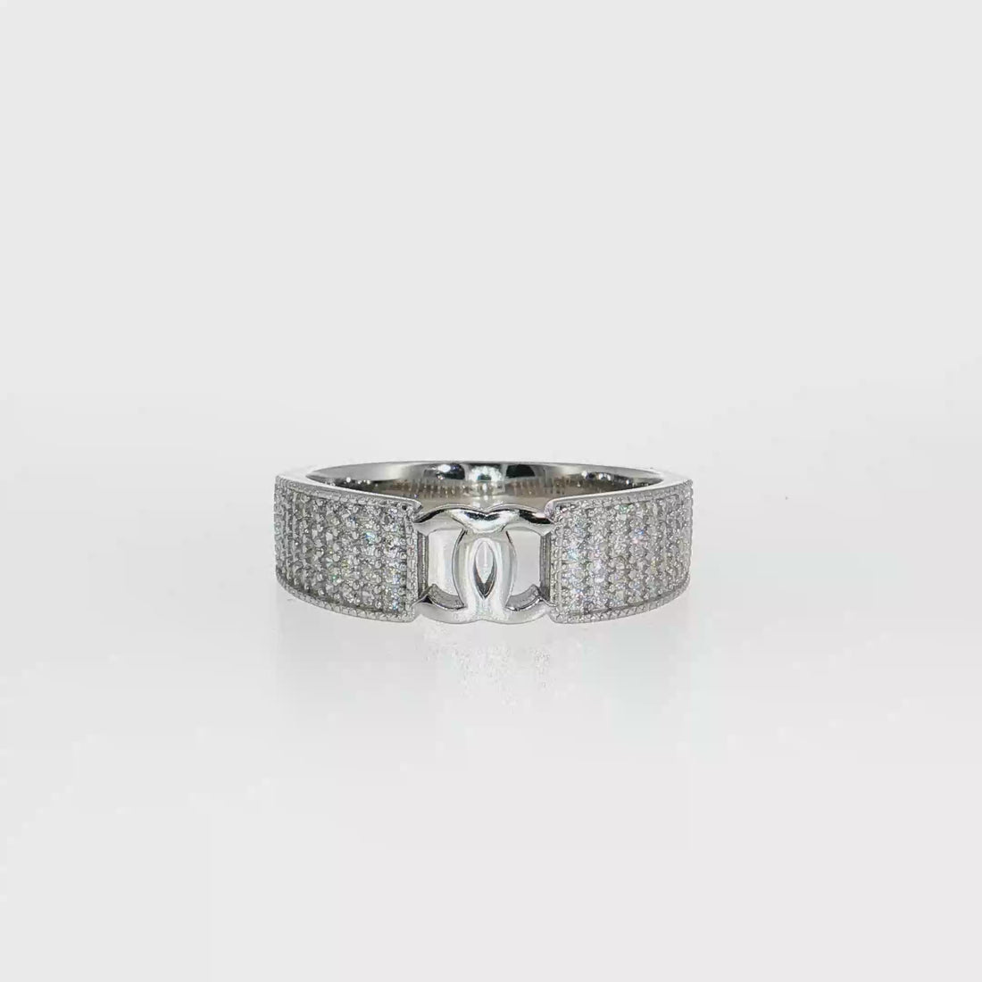 Sterling Silver | Designer-Inspired Wide Pavé CZ Band