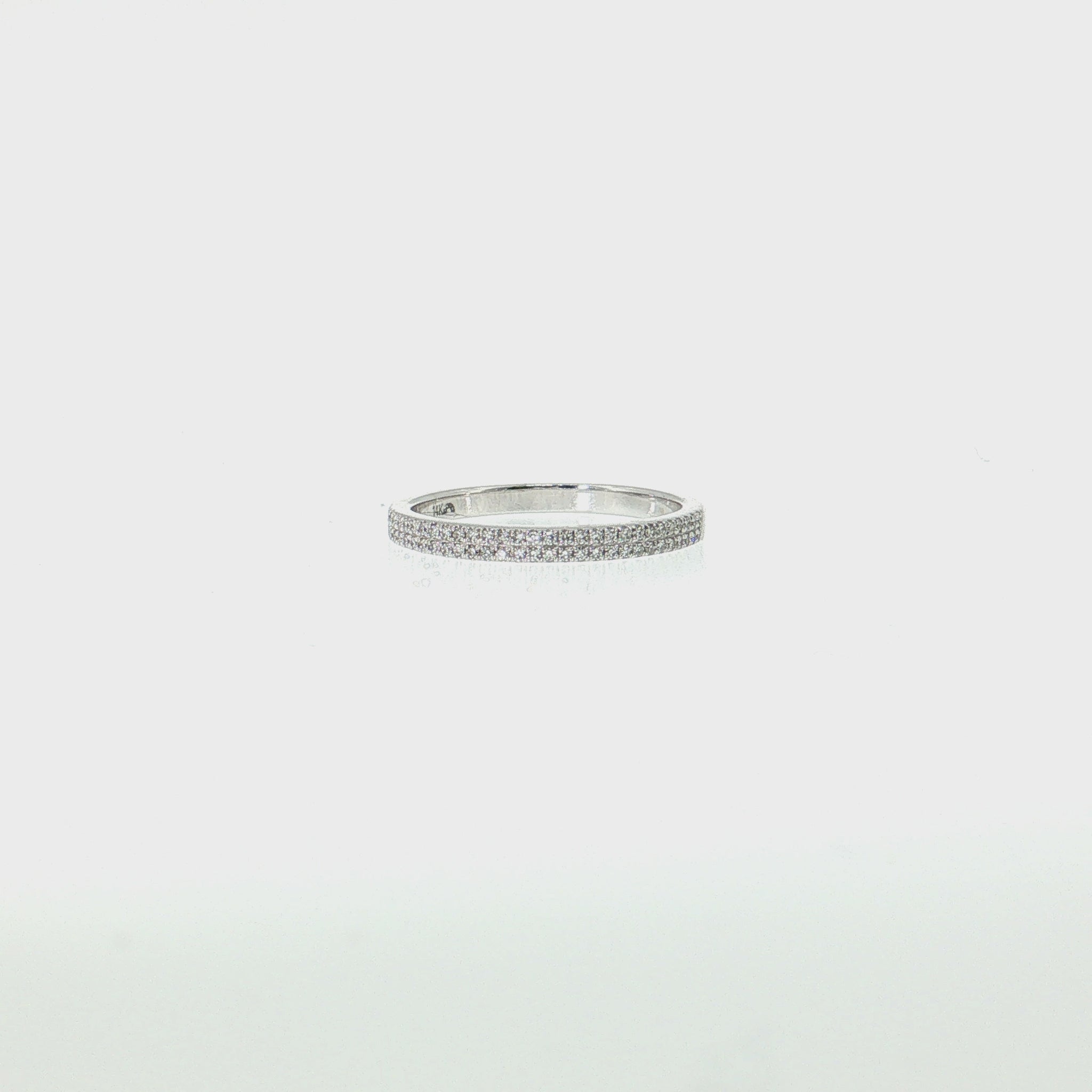 14k Gold | 0.17 cttw Natural Diamond 2 Row Pave Band Ring white gold