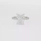 14K Gold | White Gold 4.64cttw Rectangular Brilliant Cut Lab Diamond Engagement Ring with Pavé Band