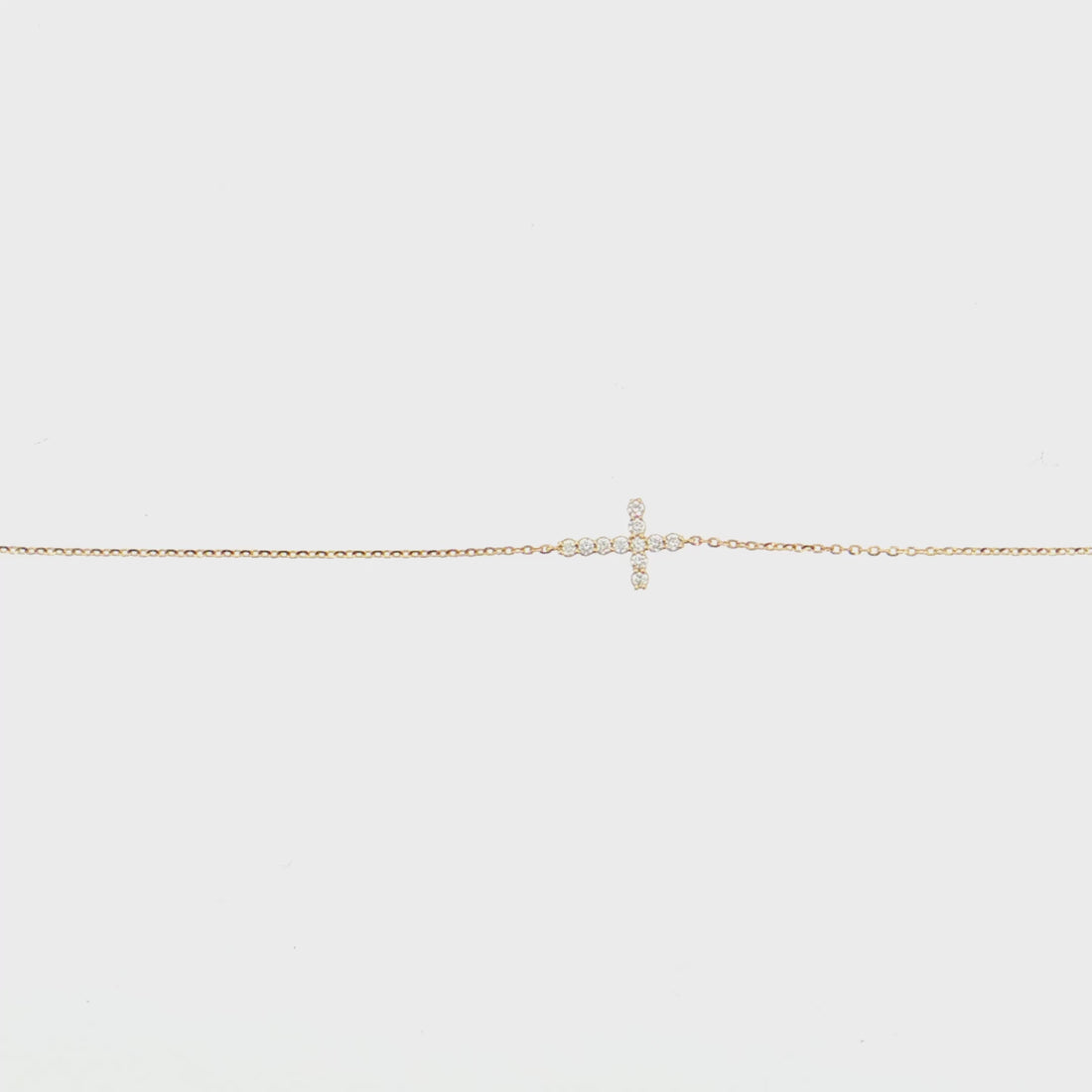 14K Gold | 7" Natural Diamond Cross Bracelet yellow gold