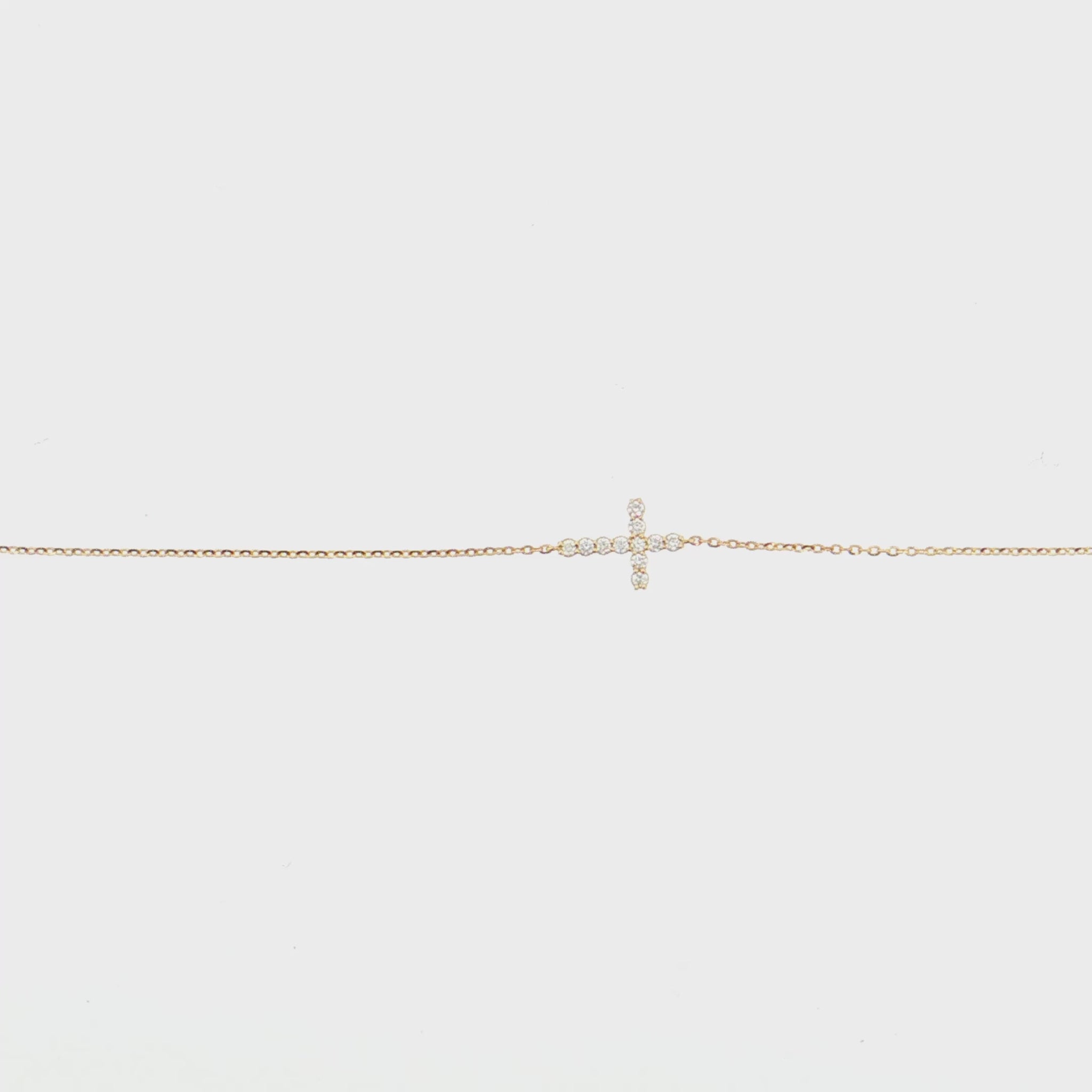 14K Gold | 7" Natural Diamond Cross Bracelet yellow gold