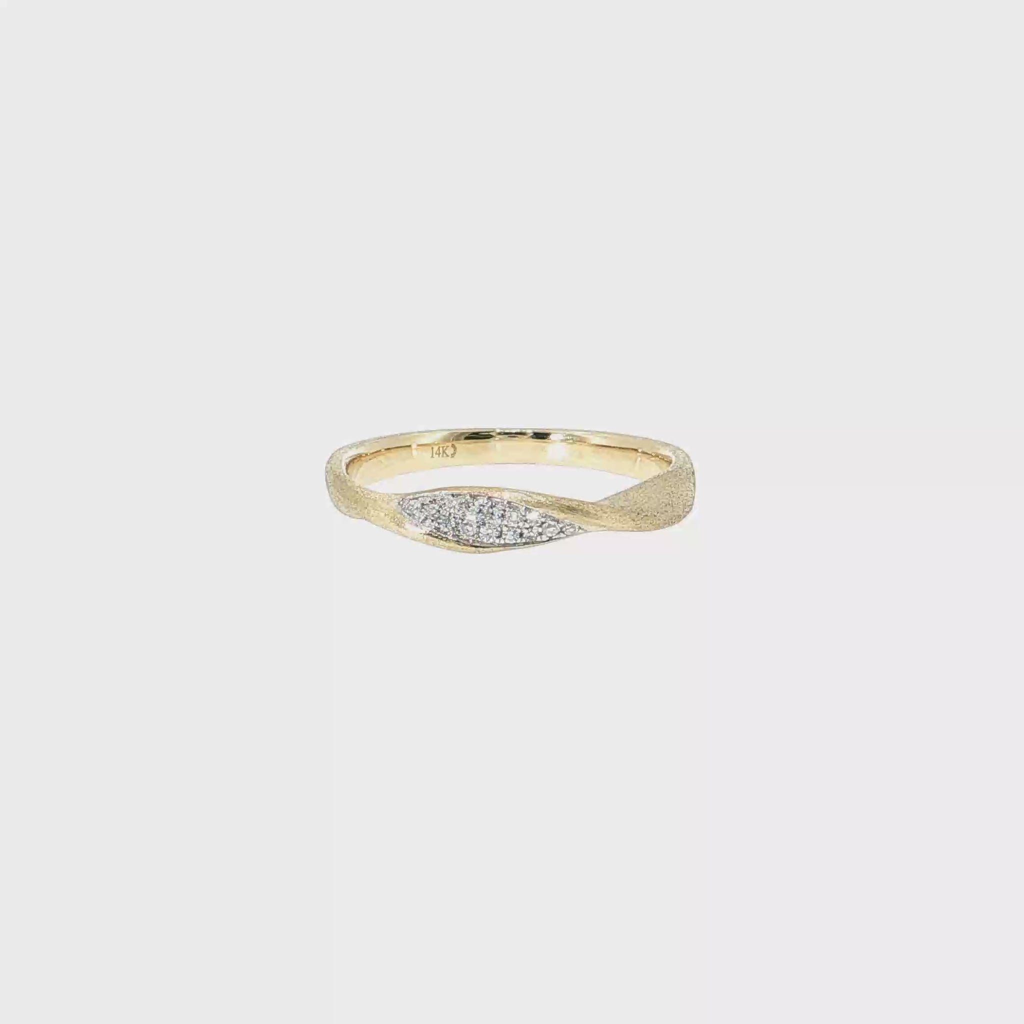 14K Gold Diamond Twist Ribbon Ring | 0.06 cttw Natural Diamonds