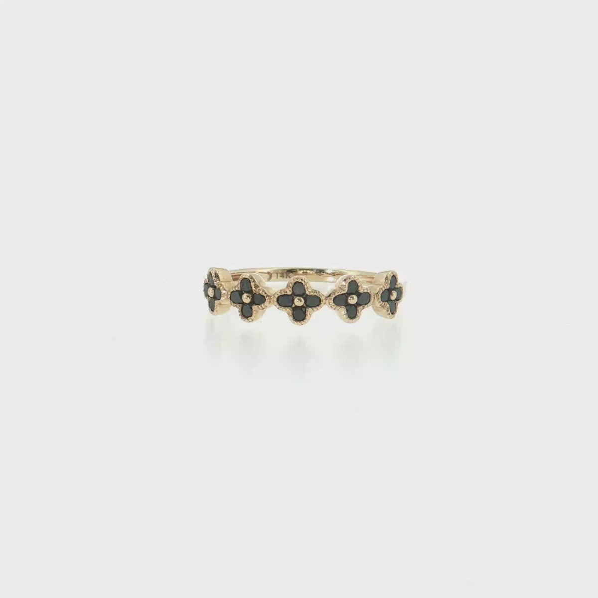 14K Gold | 0.38 cttw Natural Black Diamond Florette Yellow Gold Ring