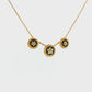 19.2K Portuguese Gold | Triple Navy Blue Enamel White Flower Petal Charm 18' Necklace Pendant Set