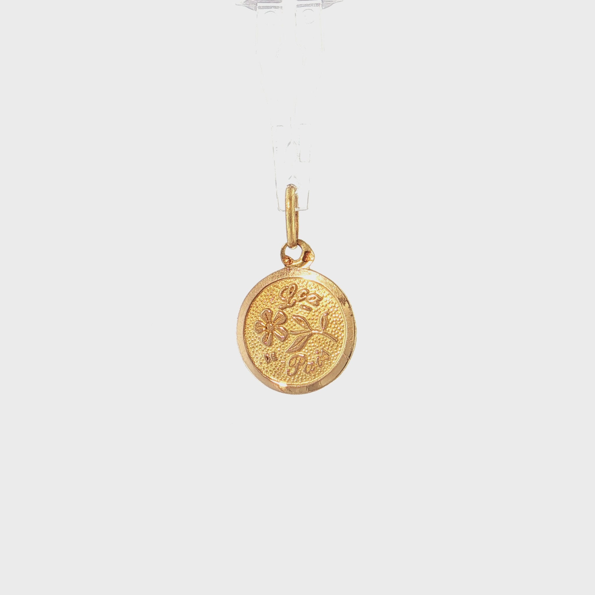 19.2K Portuguese Gold Round Bezel Flower Lca. de Pais Parents Charm Video