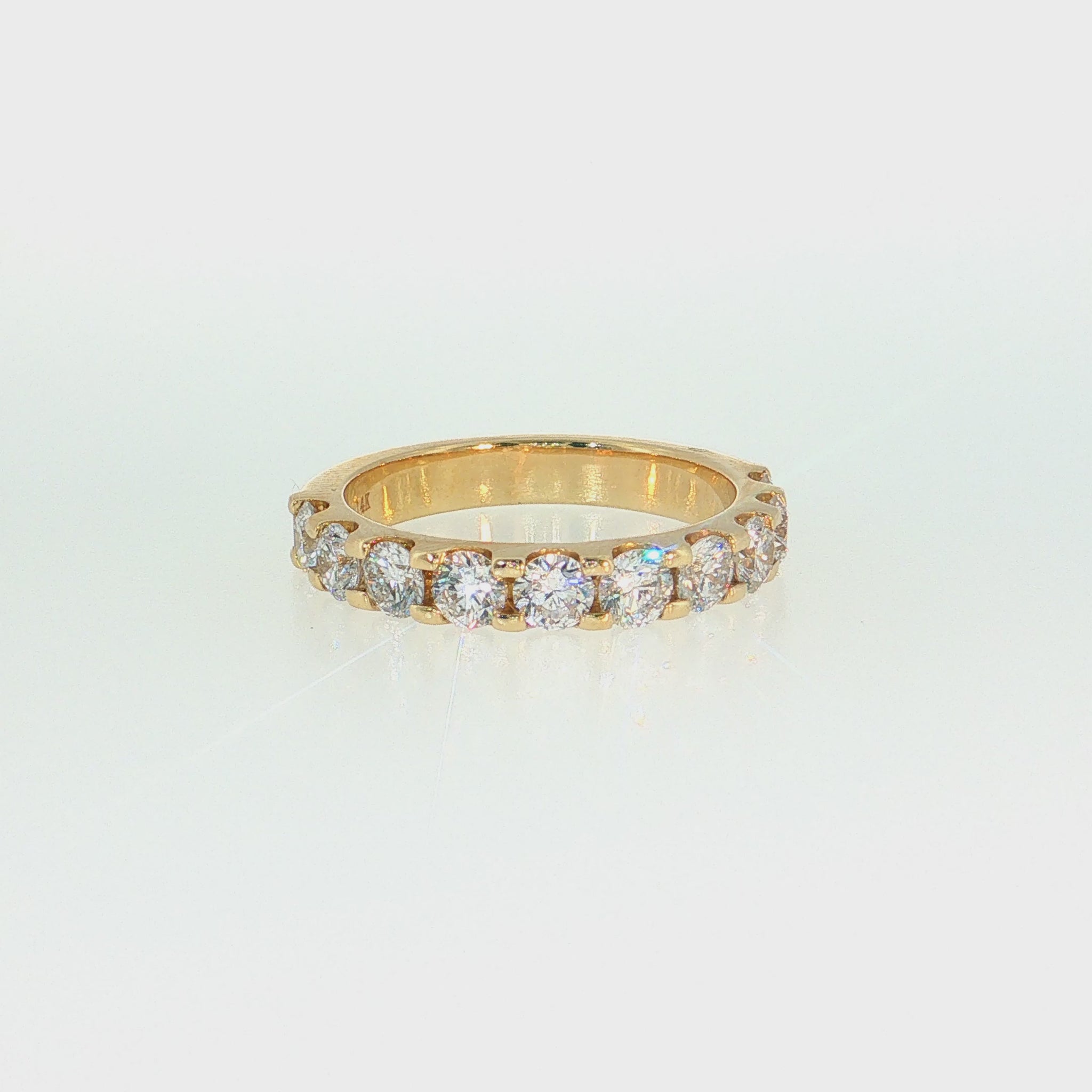 14K Gold | 1.52Cttw Half Eternity Yellow Gold Lab Diamond Wedding Band