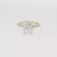 14K Gold | Yellow Gold 3.55CT Rectangular Brilliant Cut Lab Diamond Engagement Ring with Pavé Band