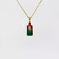 14K Gold | 3.97cttw Natural Bicolor Tourmaline Pendant with Emerald Cut