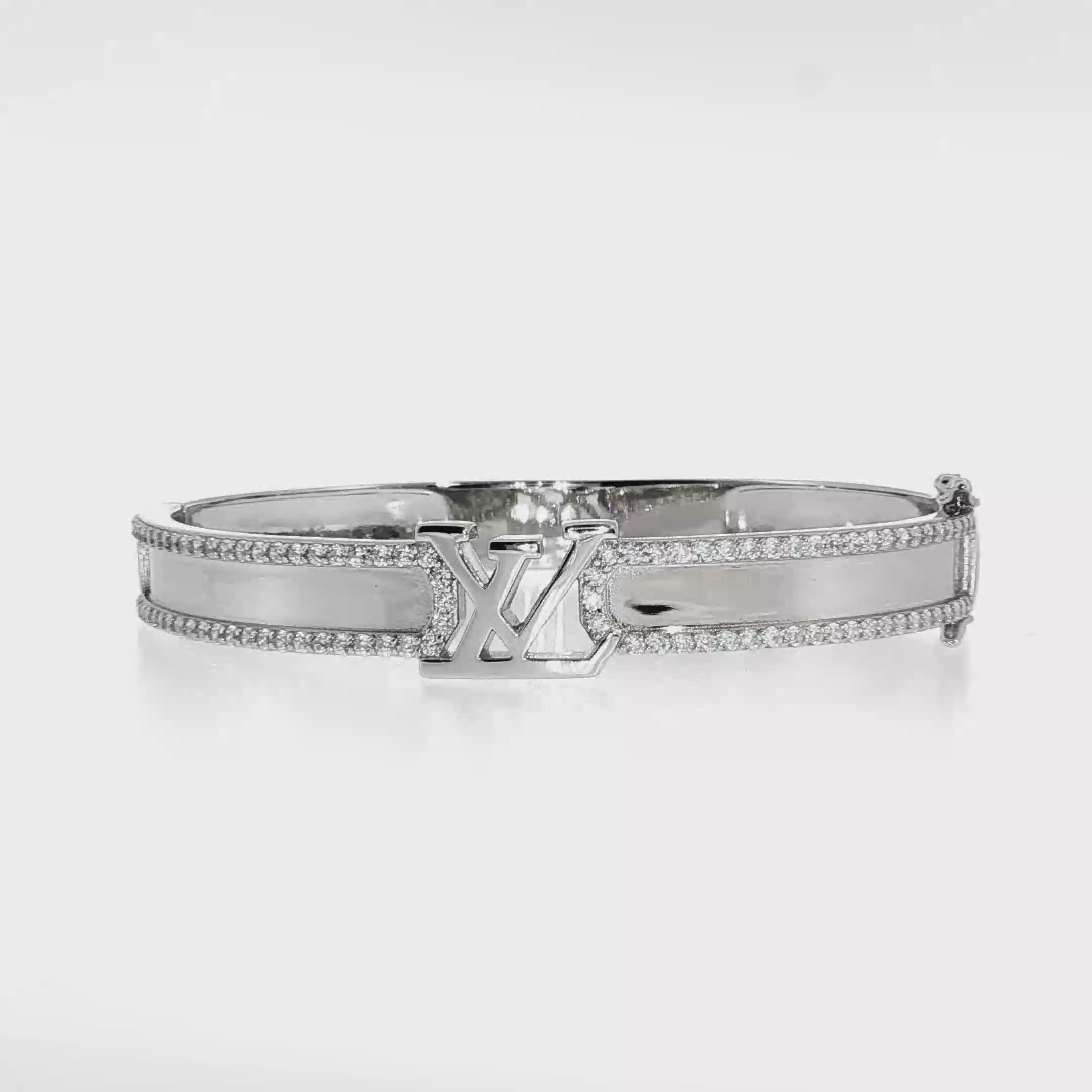 Sterling Silver | Designer-Inspired Raised Letter Centerpiece and CZ Edges