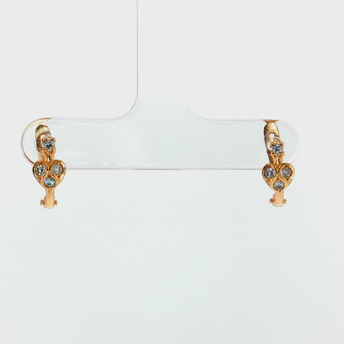 19.2K Portuguese Gold | Huggie CZ Heart Earrings