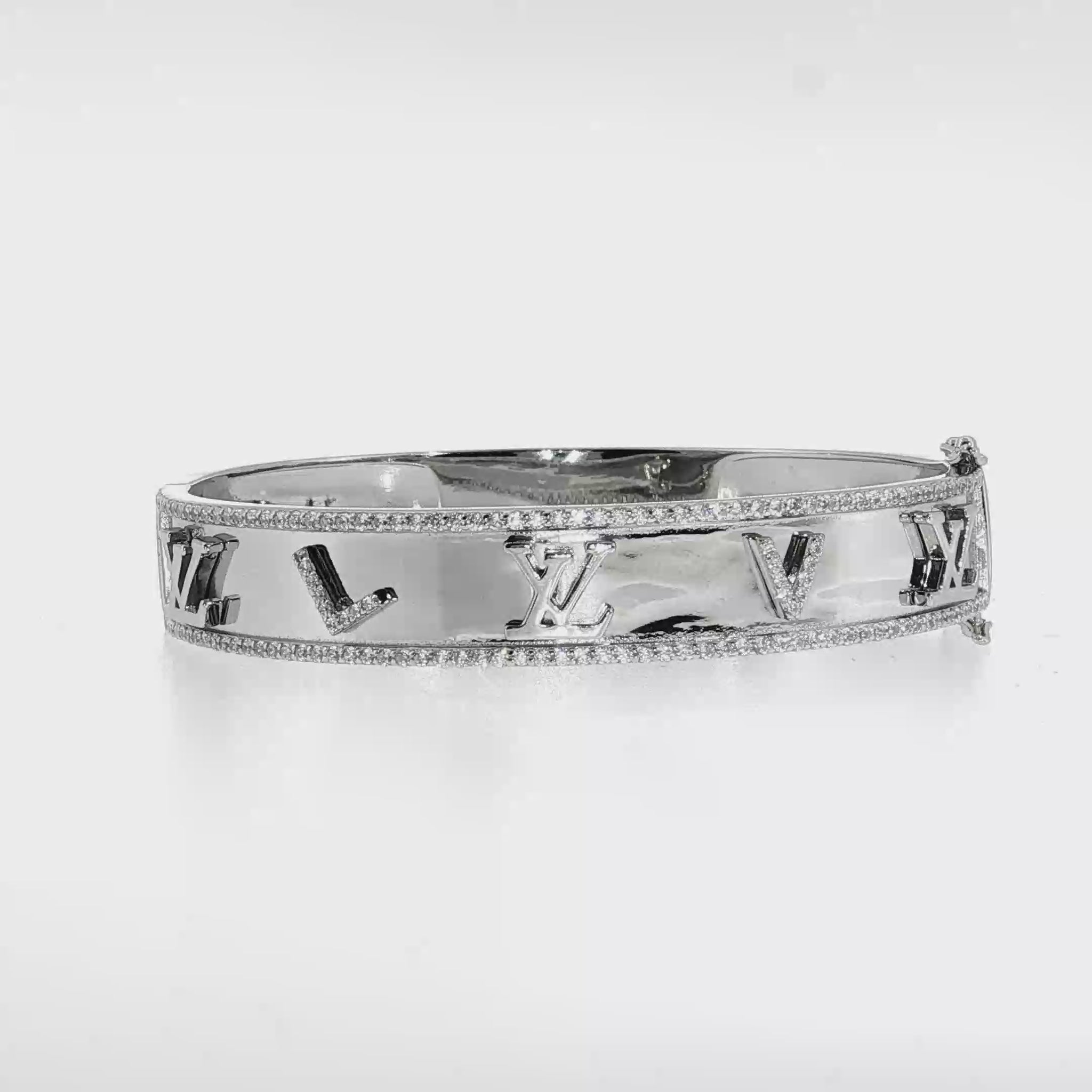 Sterling Silver | Designer-Inspired Bangle Bracelet with Pavé CZ Detail