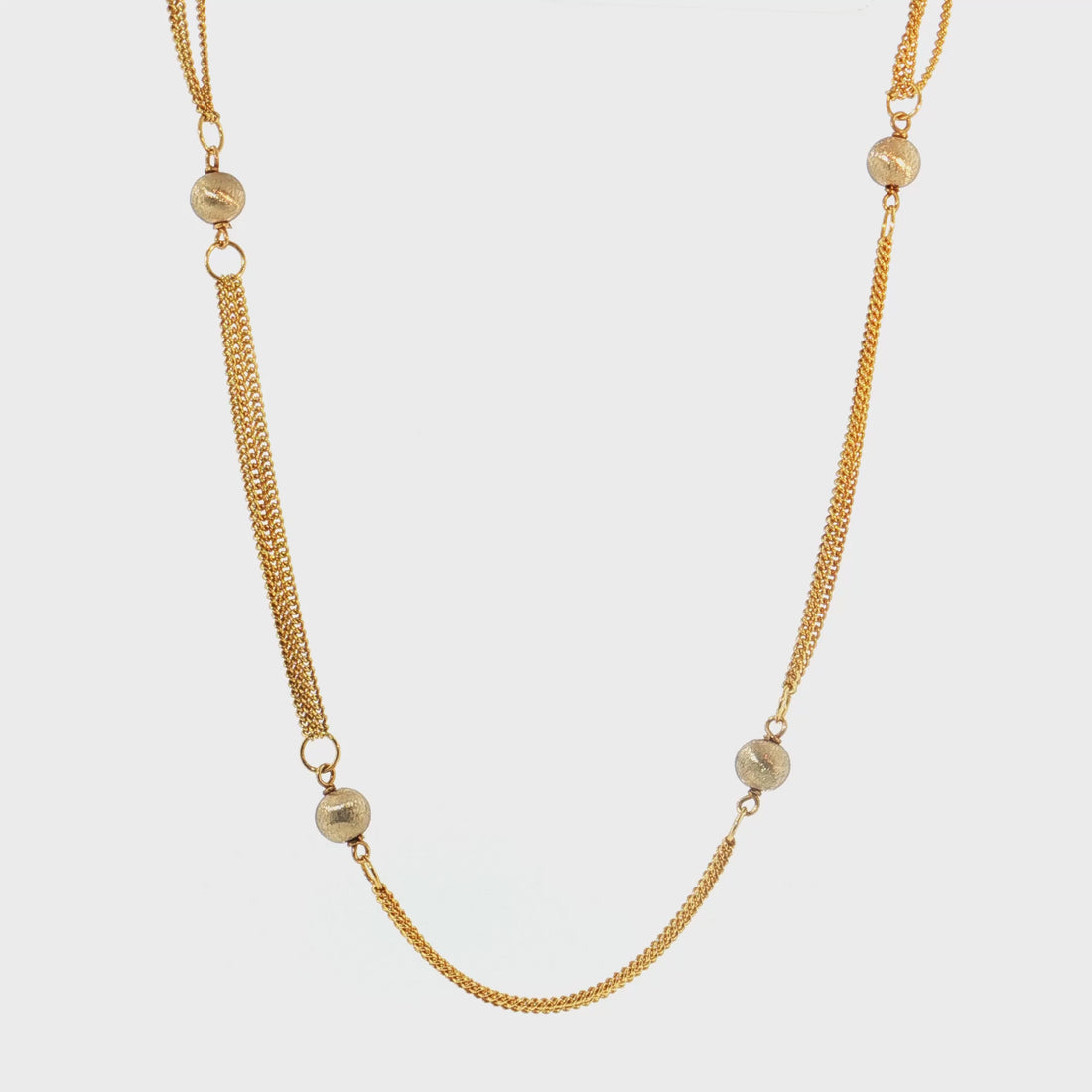 19.2K Portuguese Gold | 16" Multi-Strand Chain Necklace with Textured Beads