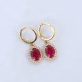 14K Gold | YG Halo Oval Drop Earrings