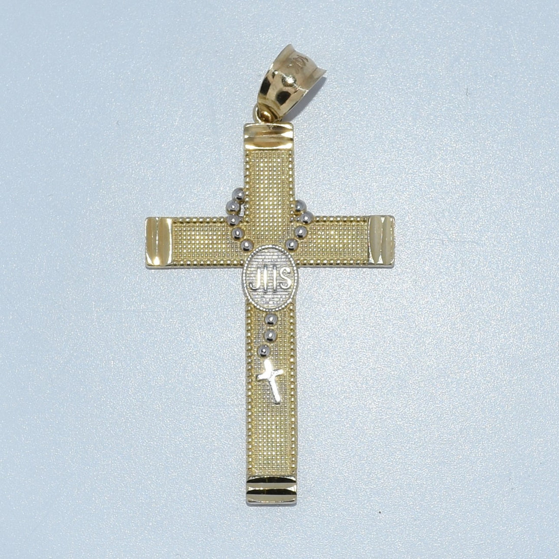 14K Gold | Two Tone Rosary Cross Pendant