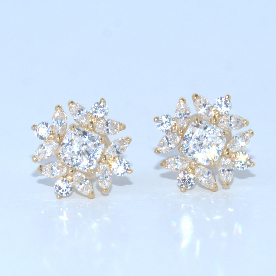 14K Gold | YG CZ Starburst Stud Earrings