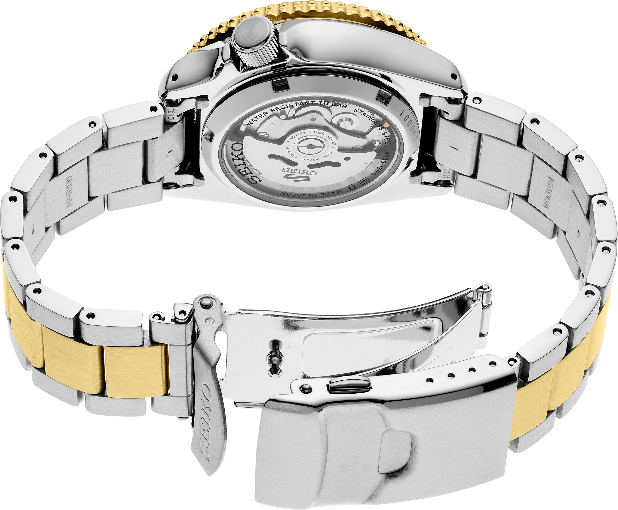 two tone silver and gold SRPK22 Seiko 5 Sports U.S. Special Creation Stainless Steel Watch