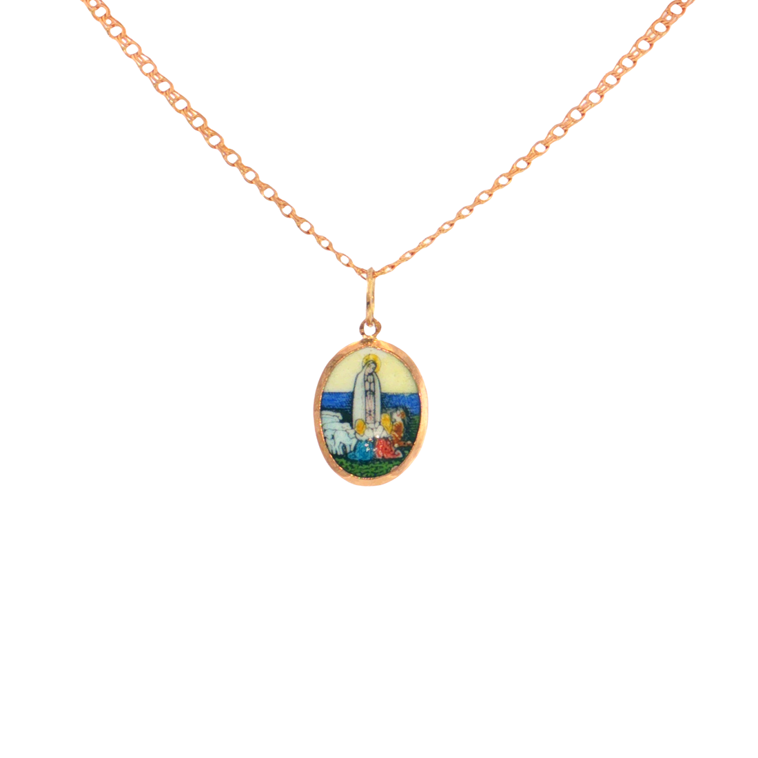 19.2K Portuguese Gold | Nossa Senhora do Rosário da Fátima (Our Lady of the Rosary of Fatima) Plain Bezel Pendant