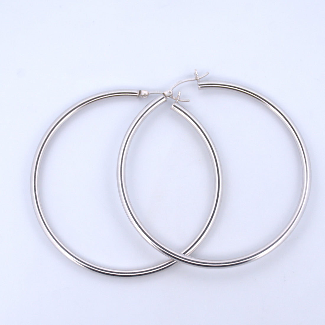 14K Gold | WG Large Polished Hoop