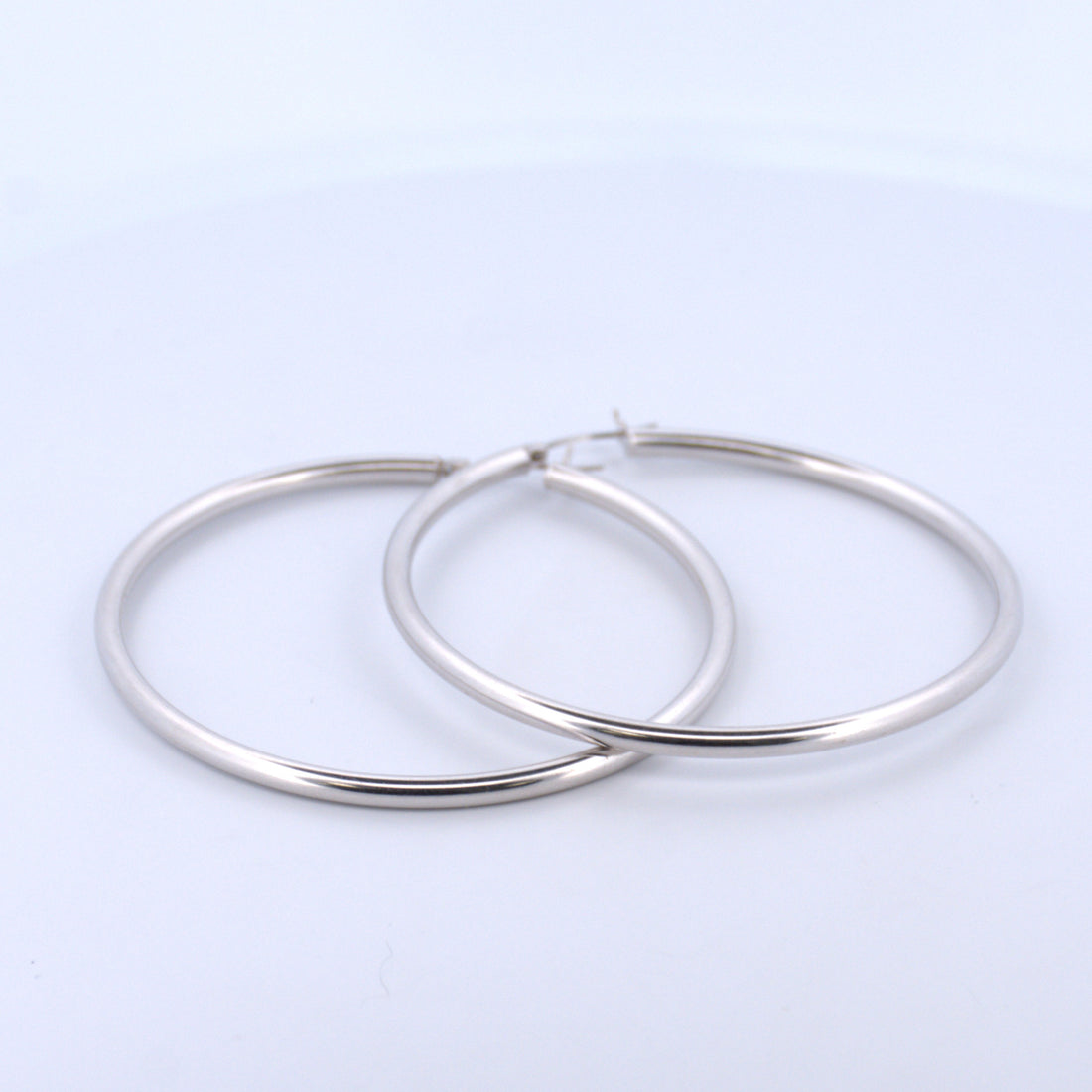 14K Gold | WG Large Polished Hoop