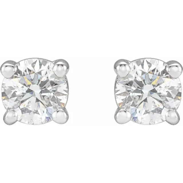14K Gold | WG 1/3 cttw Natural Round Diamond Stud Solitaire 4 prong Earrings