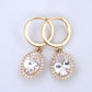 14K Gold | YG Halo Oval Drop Earrings