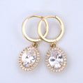 14K Gold | YG Halo Oval Drop Earrings