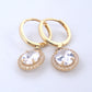 14K Gold | YG Halo Oval Drop Earrings